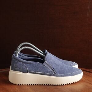 Vionic Shoes Womens Size 8.5 Blue Kearny Platform Denim Slip On Comfort Walking